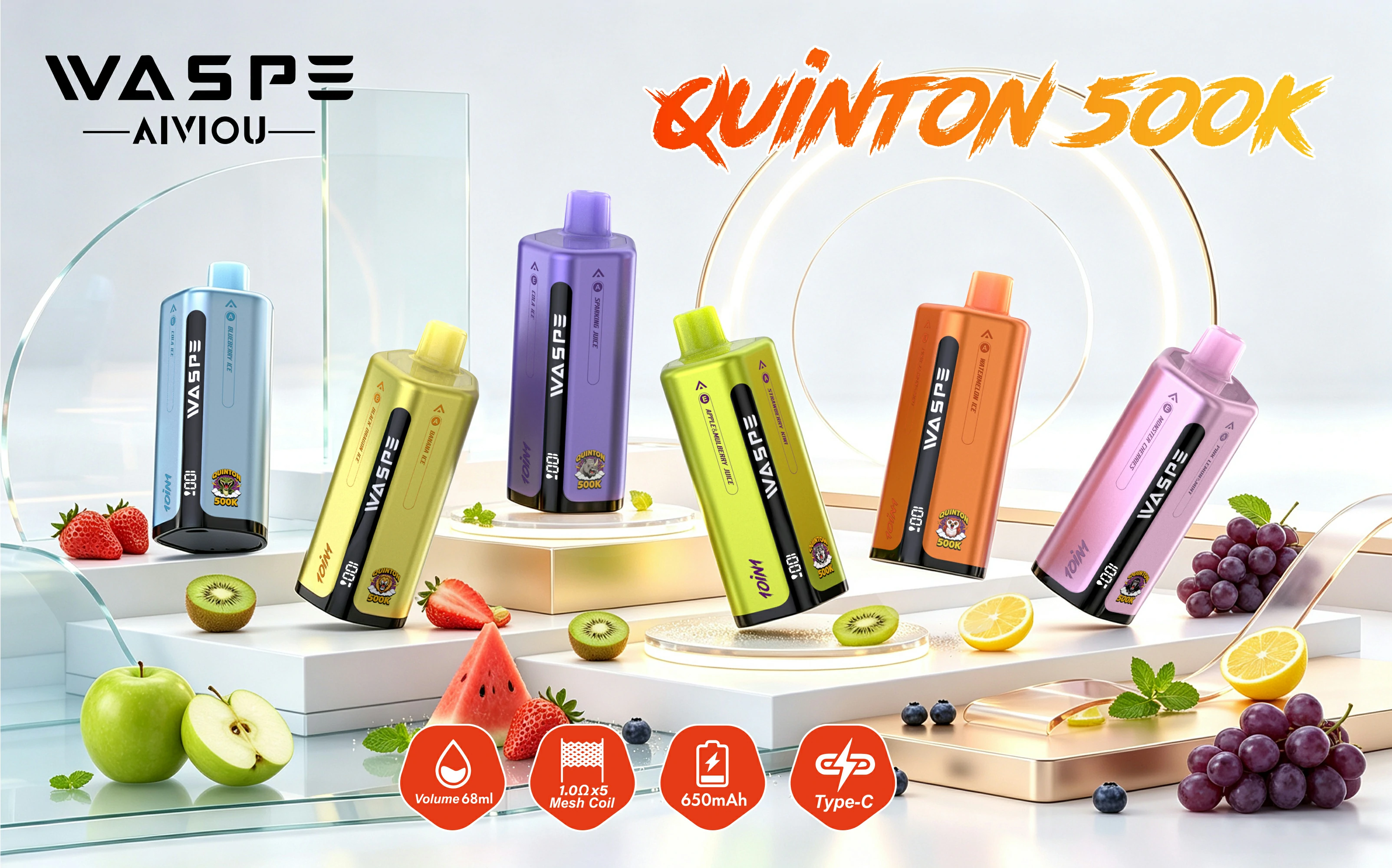 WASPE 10-in-1 uinton 500000 500K Züge Einweg-Vape