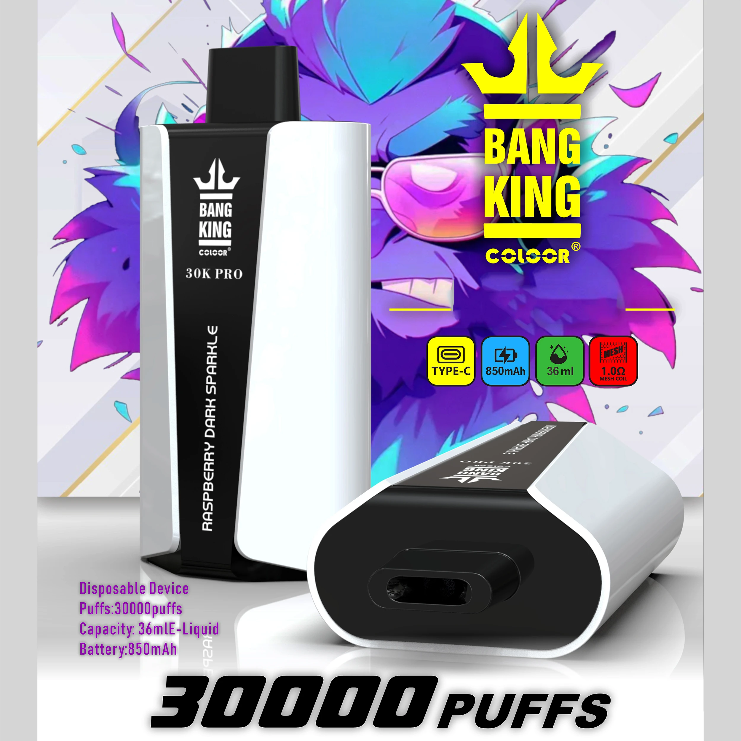 Bang King 30000 30K Züge LED Display Einweg-Vape