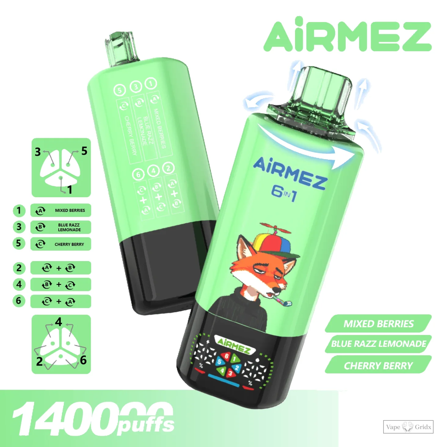 Airmez FOX 140000 140K Züge 6-in-1 Einweg-Vape