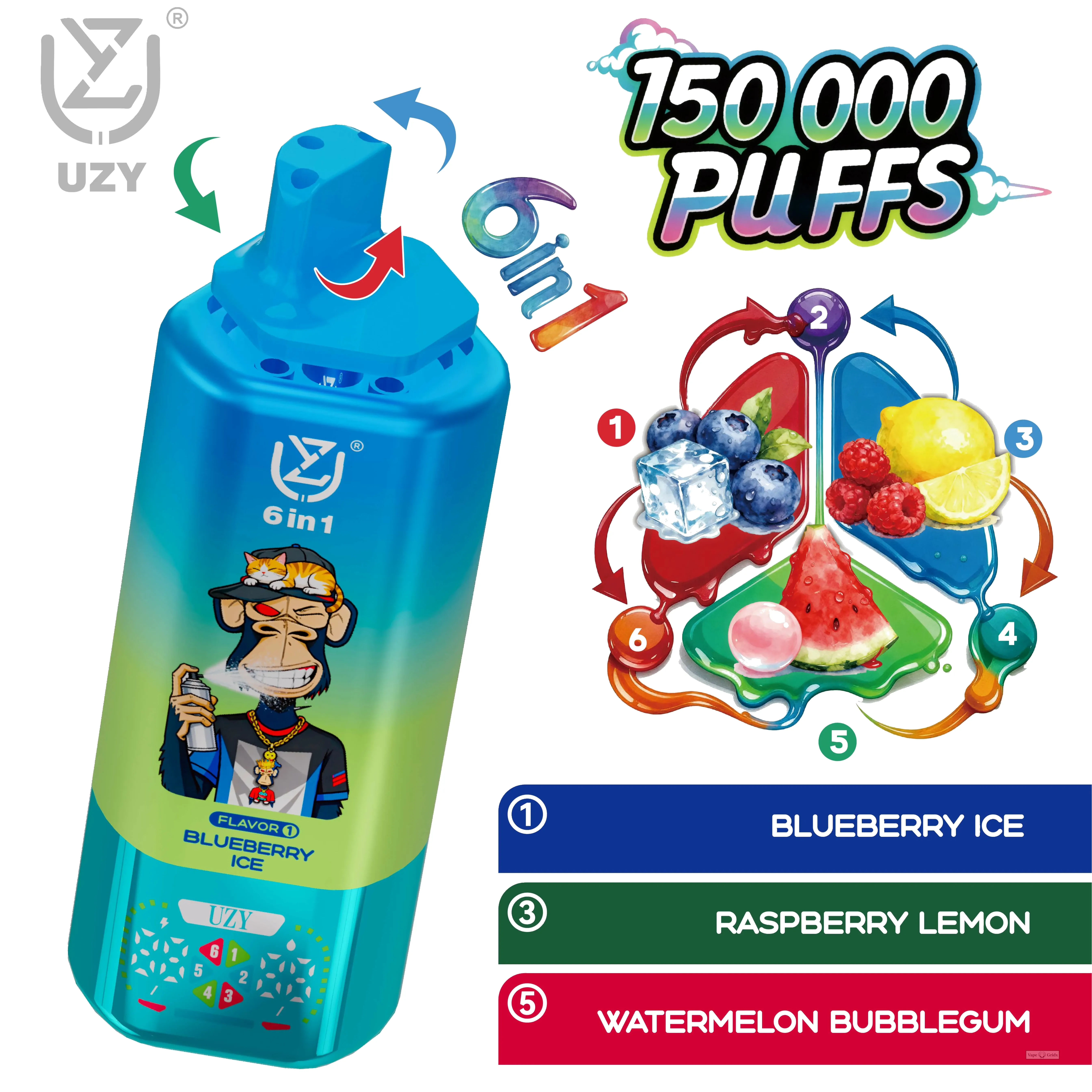 UZY 6-in-1 150000 150K Züge Einweg-Vape