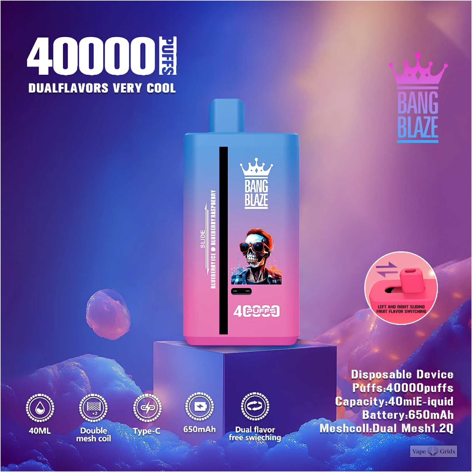 Bang Blaze 40000 40K Züge Dual Geschmack Einweg-Vape