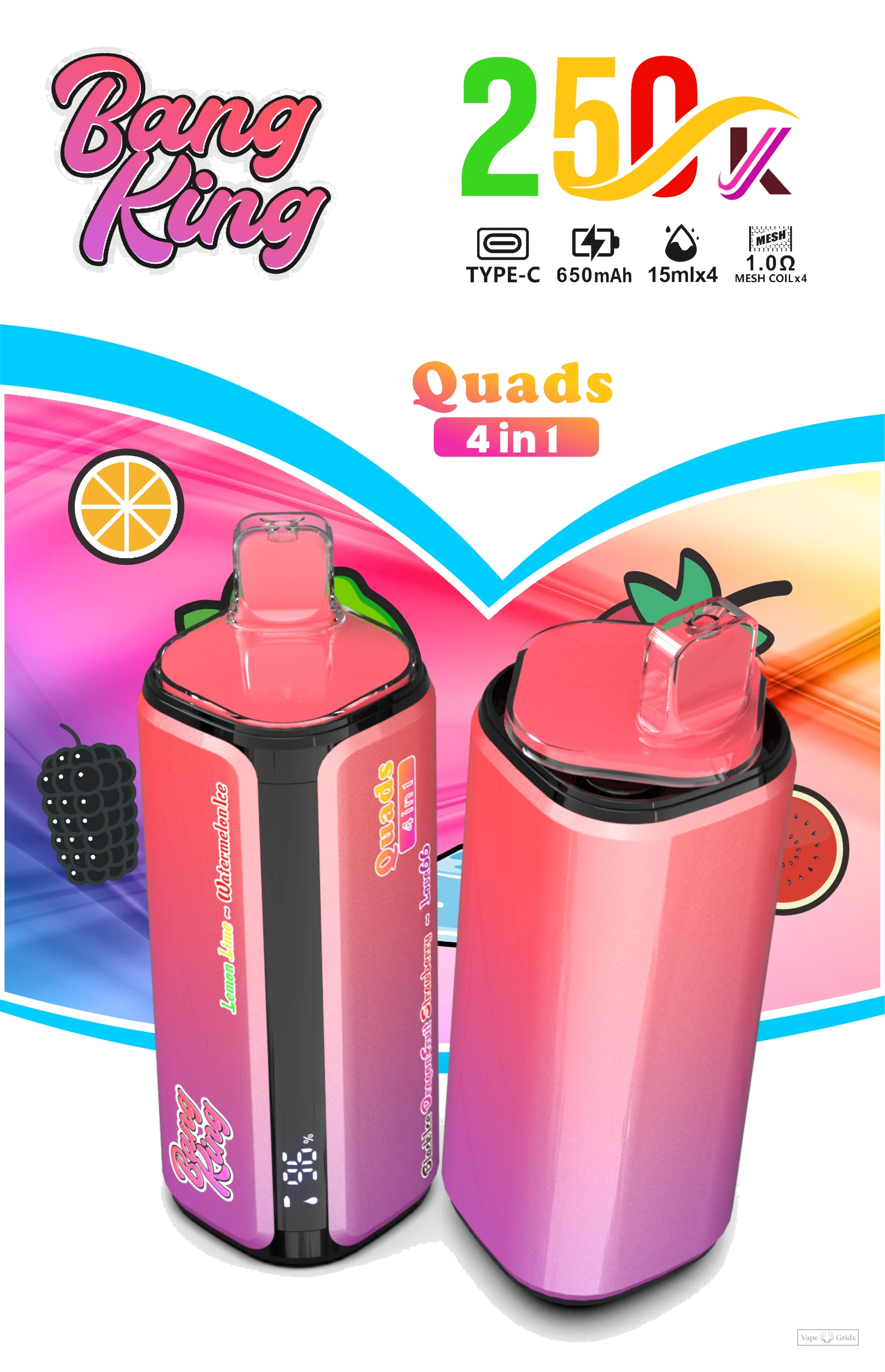 Bang King Quads 4-in-1 250000 250K Züge Einweg-Vape